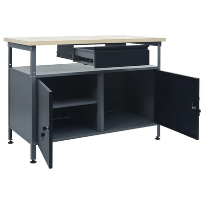 Werkbank – Werktafel – Klusbank – Werkbank Met Opbergruimte – Zwarte Werkbank – Stevig Houten Werkblad 120x60 cm – Draagvermogen 300 kg