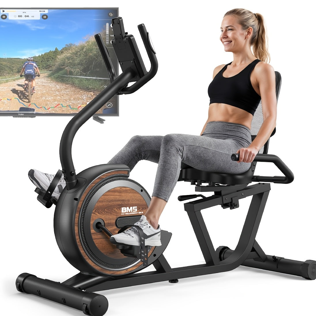 Vowvit Magnetic Exercise Bike with Kinomap App & Heart Rate Monitor - 16-Level Magnetic Resistance Bike, 4kg Flywheel, Belt-Driven Indoor Cycling Machine Suitable for Home Gym Cardio Training, Classes App ()