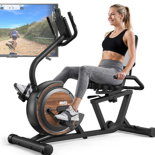 Vowvit Magnetic Exercise Bike with Kinomap App & Heart Rate Monitor - 16-Level Magnetic Resistance Bike, 4kg Flywheel, Belt-Driven Indoor Cycling Machine Suitable for Home Gym Cardio Training, Classes App ()
