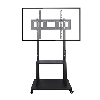 Mobiele TV-standaard – Verrijdbare TV-wagen – Verstelbare TV-houder – Mobiele TV-kar – TV-trolley Zwart – Verstelbare hoogte tot 175 cm – Stevige metalen constructie tot 80 kg