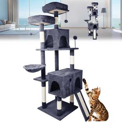 Kattentoren 162 cm – Luxe Indoor Kattenboom met Meerdere Levels, Kattenbed, Sisal Krabpaal en Springplatform – Activiteitencentrum voor Katten
