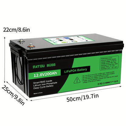Lithium Accu – LiFePO4 Accu – 12V Accu – Lithium Batterij – 200Ah Accu – Geïntegreerd BMS – Hoge Capaciteit 200A – 8000+ Laadcycli – Maximaal 2560W Piekvermogen
