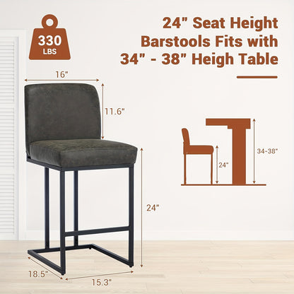 Set Van 2 Modern Zwarte Barkrukken – Barstoelen, Counterkrukken, Keukenstoelen, Statafels Tafels – 60,96 cm Hoogte – Stabiel Metalen Frame Met Rugleuning