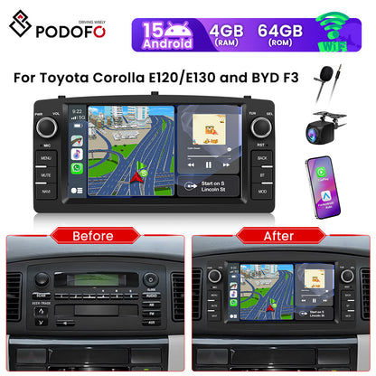 Android Autostereo – Multimedia Systeem – Navigatiesysteem – Touchscreen Radio – Auto Entertainment – 7 Inch HD Scherm – Draadloze CarPlay & Android Auto – Inclusief Achteruitrijcamera & Bluetooth 5.0