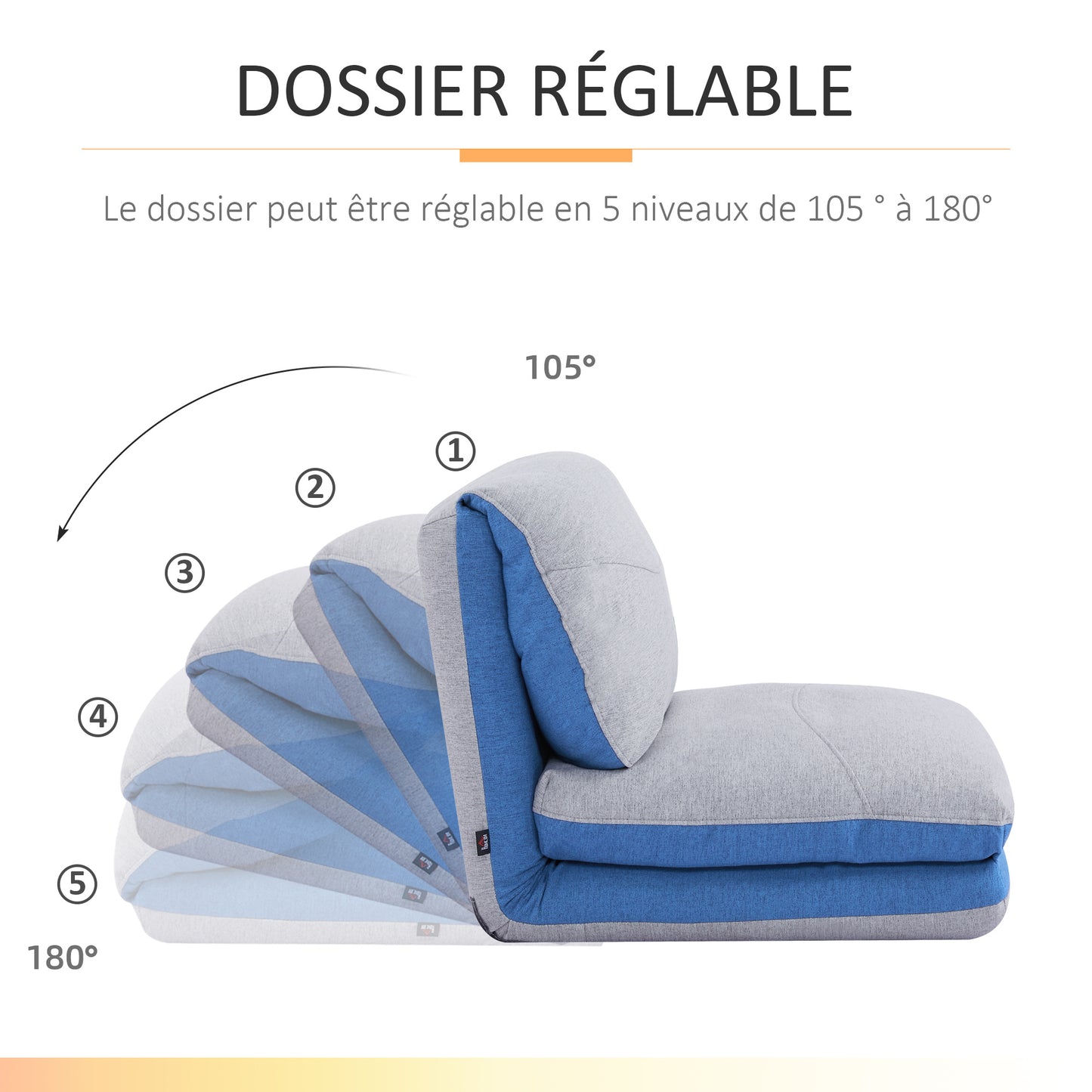 Klapstoel – Vouwstoel – Fauteuil – Slaapstoel – Relaxstoel – Verstelbare Rugleuning 5 Standen – Polyester Linnenlook Blauwgrijs