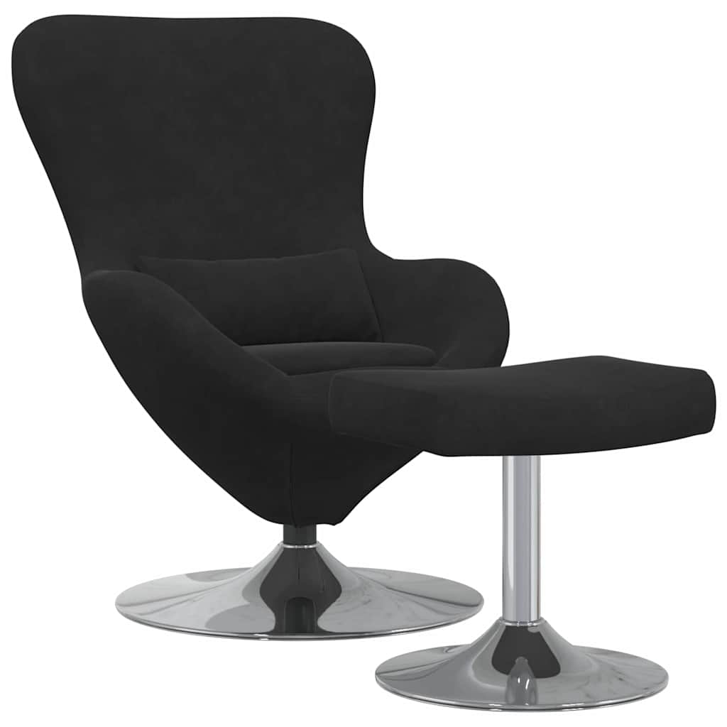Fauteuil – Draaifauteuil – Relaxstoel – Lounge Fauteuil – Zwarte Fauteuil Met Voetensteun – Zachte Stoffering – Draaibaar