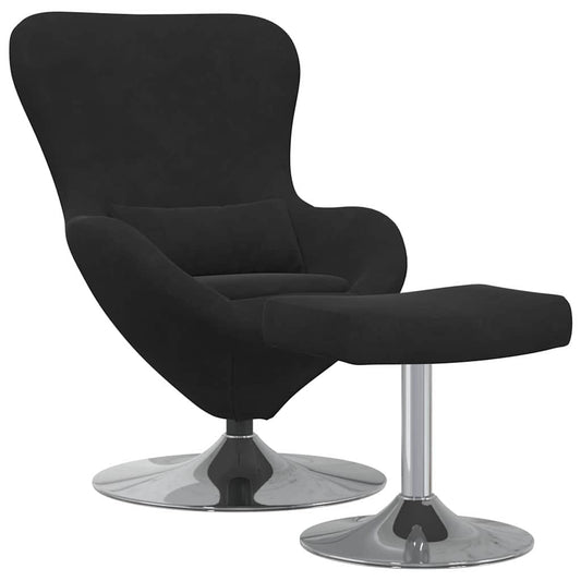 Fauteuil – Draaifauteuil – Relaxstoel – Lounge Fauteuil – Zwarte Fauteuil Met Voetensteun – Zachte Stoffering – Draaibaar