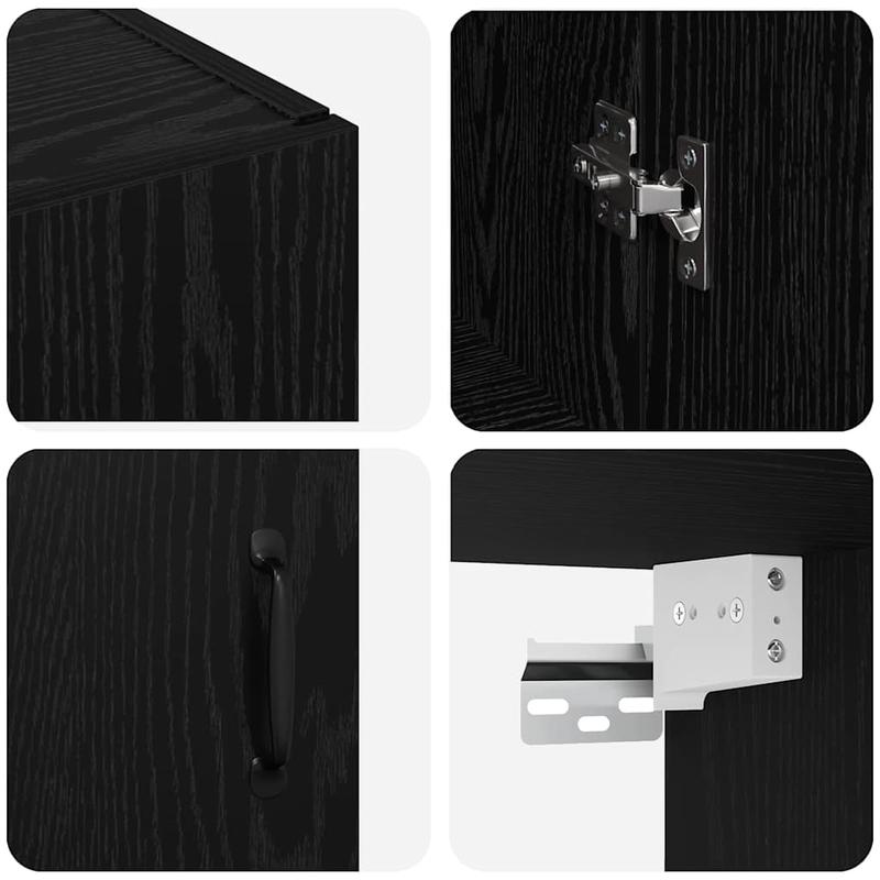 Wandkast – Wandkastje – Muurkast – Opbergkast – Opbergmeubel – Zwart Eikenhout – 2 Stuks – 69,5x34x90 cm – Stevig En Duurzaam