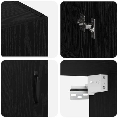Wandkast – Wandkastje – Muurkast – Opbergkast – Opbergmeubel – Zwart Eikenhout – 2 Stuks – 69,5x34x90 cm – Stevig En Duurzaam