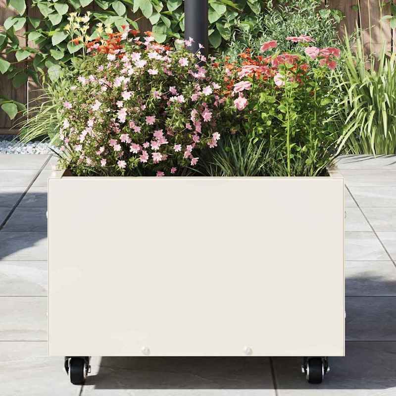 Parasolvoet – Parasolhouder – Parasolstandaard – Parasolbasis – Parasolvoet met Plantenbak – Wit – Staal – 45x45x45 cm – 360° Verstelbaar – Weerbestendig en Stevig