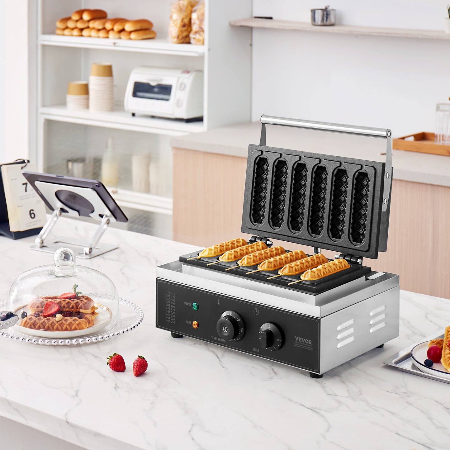 Wafelijzer – Wafelmaker – Wafelstick ijzer – Wafelhotdog apparaat – Snackijzer – Roestvrij staal – 1500W Vermogen – Professioneel & Duurzaam
