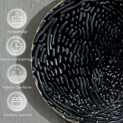 3D Wall Decoration with Circles, 121 cm x 4 cm x 53 cm, Metal, Blue + Black