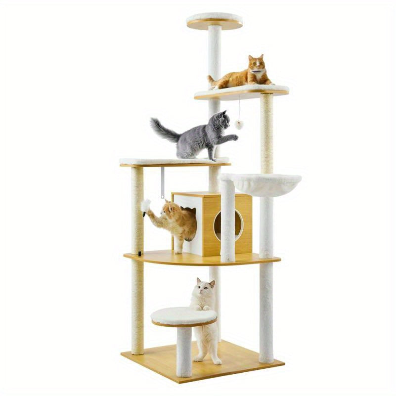 Klimpaal – Krabpaal – Kattenboom – Krabmeubel – Kattenhuis – Multi-Level Design – Duurzaam MDF Materiaal