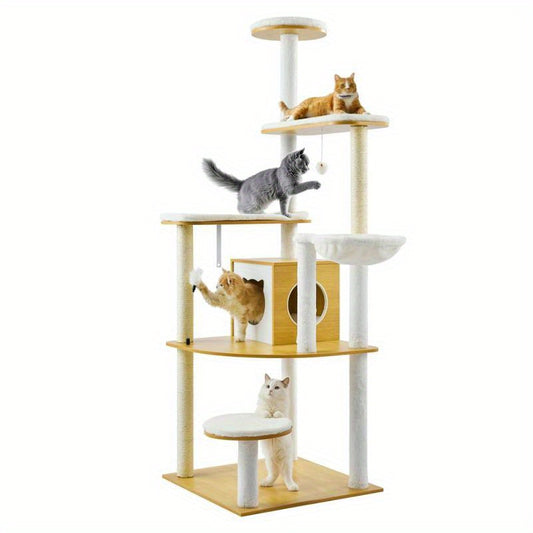 Klimpaal – Krabpaal – Kattenboom – Krabmeubel – Kattenhuis – Multi-Level Design – Duurzaam MDF Materiaal