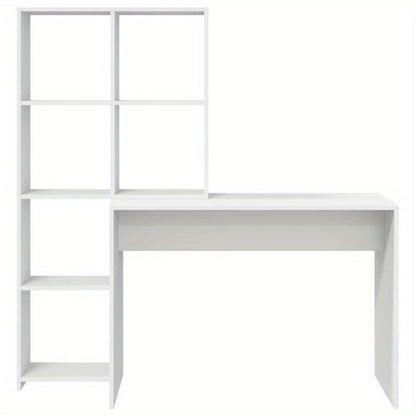 Bureau – Schrijftafel – Computertafel – Werkplek – Meubel – Wit Gelakt – Ruim Werkblad 138,5x55 cm – Met Opbergrekken 143 cm Hoog