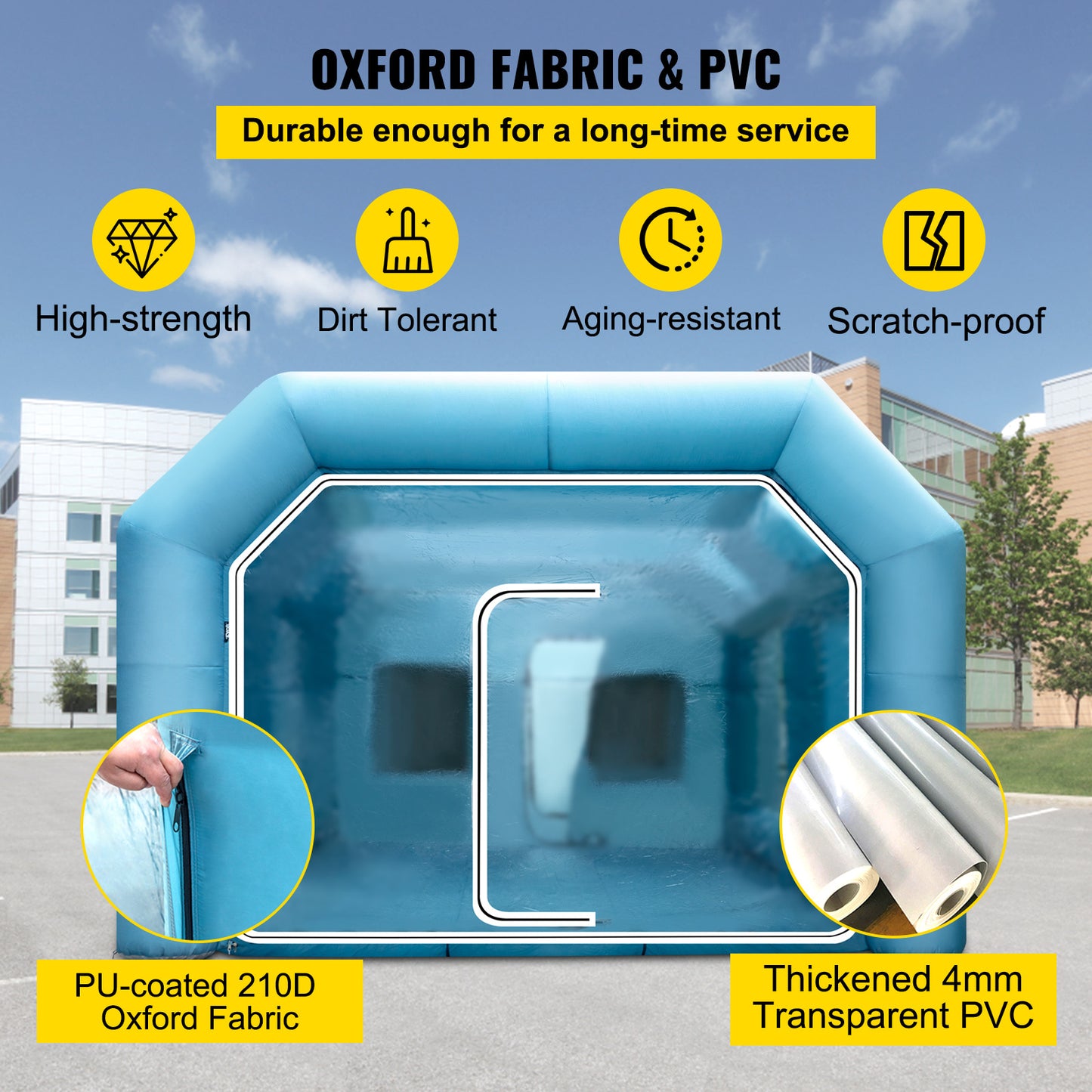 Opblaasbare Spuitcabine – Mobiele Spuitcabine – Verfspuit Tent – Verf Tent – Spuitcabine Auto – Groot Werkoppervlak 8x4x3 m – Duurzaam 210D Oxford Polyester