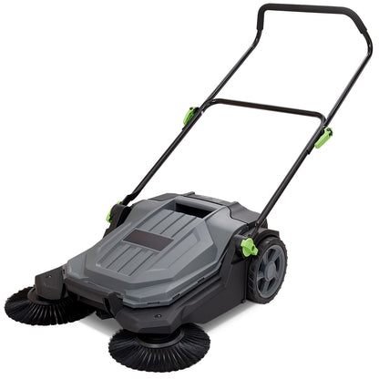 Veegmachine – Handveger – Veegwagen – Tuinruimer – Bladveger – Koolstofstaal & ABS – 65 cm Veegbreedte – 19 Liter Opvangbak