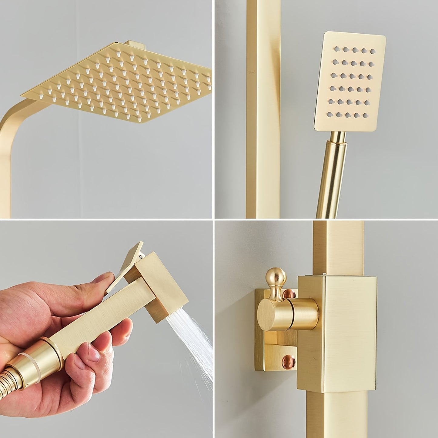 Doucheset – Douchekraan – Regendouche – Handdouche – Bidetspuit – Geborsteld Goud – Messing Materiaal – 360° Draaibare Handdouche