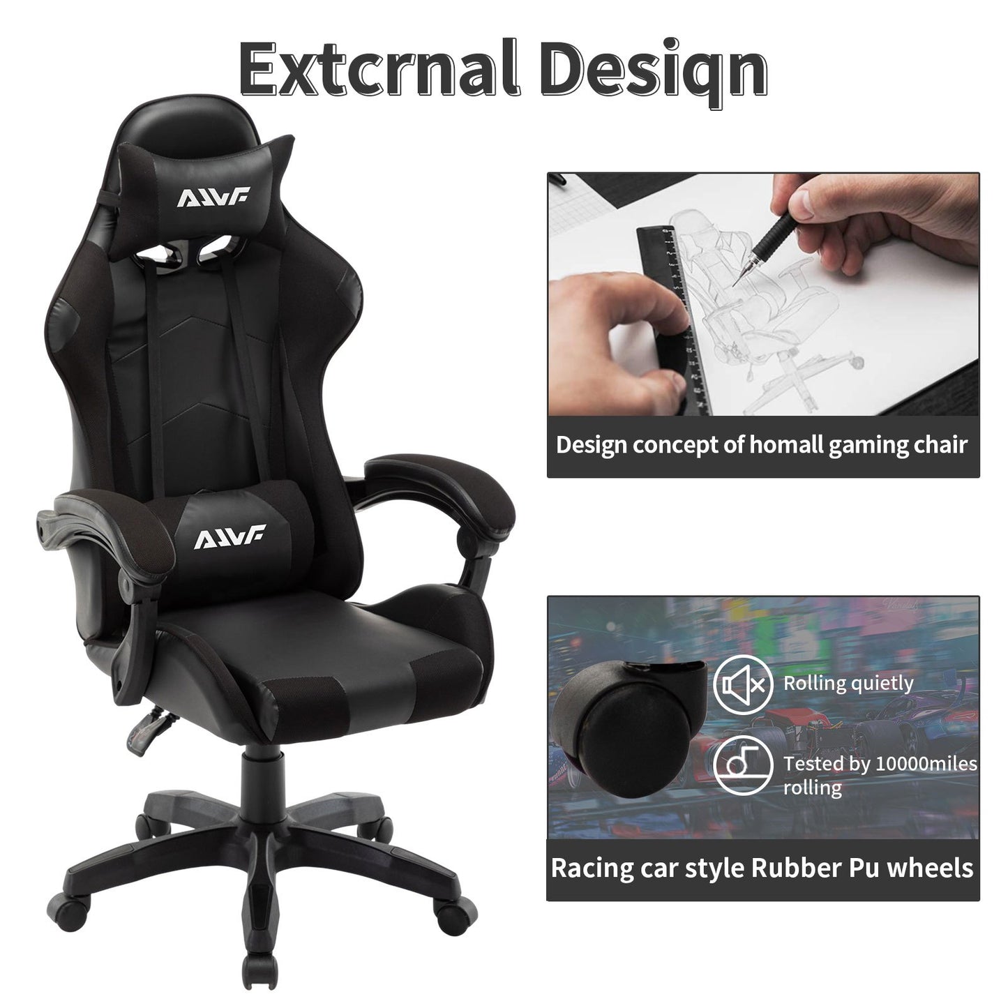 Gamingstoel – Gamestoel – Game Stoel – Gaming Chair – Bureaustoel – Ergonomisch Ontwerp – Verstelbare Rugleuning Kunstleer