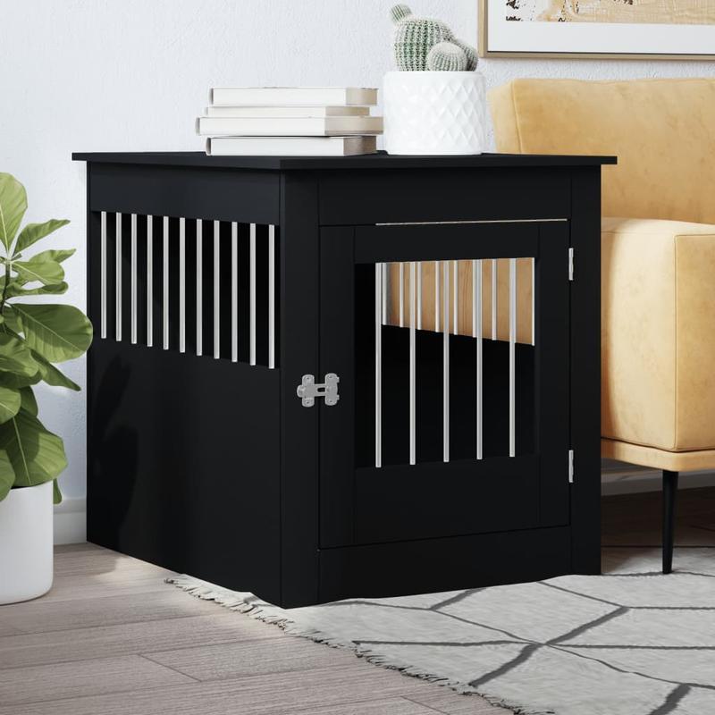 Hondenkennel – Hondenbench – Hondenren – Hondenhok – Meubelstijl – Zwart Metaal – Weerbestendig – Compact 64,5x80x71 cm