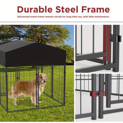 Heavy-Duty 134.62cm High Metal Welded Wire Dog Crate with Waterproof Sunshade - Ideal for Small Dogs, Chickens, Ducks - Includes 8 Stakes & Instruction Manual - Perfect for Garden & Farm Use, Wisfor