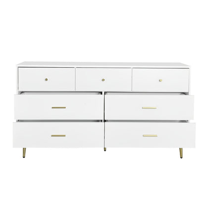 Furniture Piece with Multiple Drawers And Golden Details, Suitable for Dining Room Or Kitchen, Measuring 140*35*76Cm.