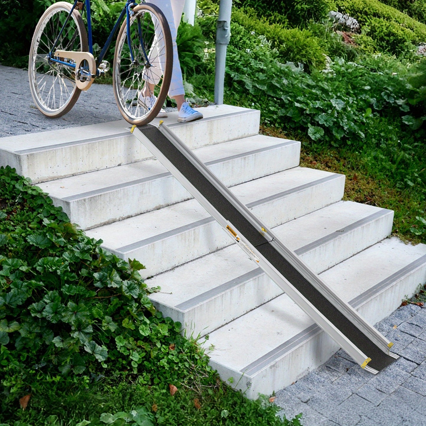 Telescopische Rolstoelhelling – Rolstoelramen – Drempelhulp – Inklapbare Oprijplaat – Scootmobielhelling – Verstelbaar 122-213 cm – Lichtgewicht Aluminium – Max 300 kg Draagvermogen