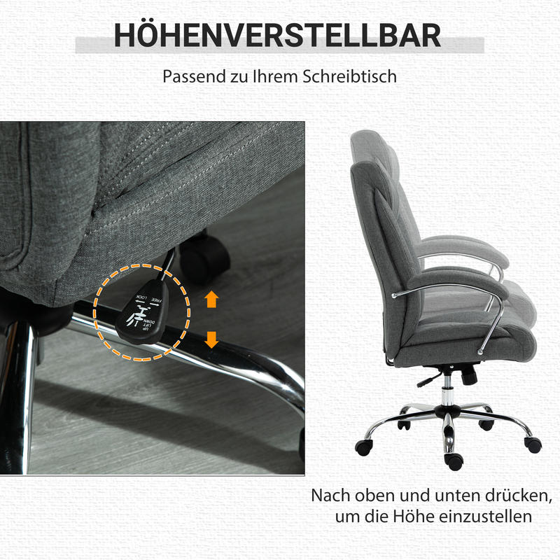 Ergonomische Bureaustoel – Kantoorstoel – Werkstoel – Draaistoel – Bureaustoel Met Kantelfunctie – Verstelbare Hoogte – Comfortabele Armleuningen En Hoofdsteun – Nylon Onderstel – 65x78x110-118 cm – Duurzaam En Modern