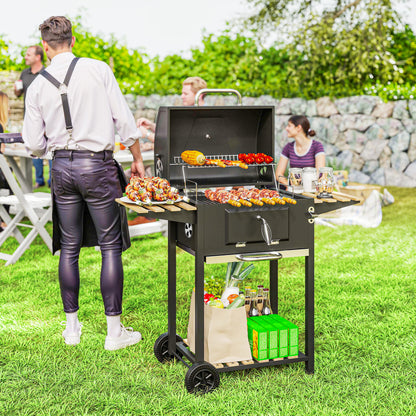 Houtskoolbarbecue – BBQ – Barbecue – Smoker – Grill – Verstelbaar Kolenrooster – Ingebouwd Thermometer – Compact Met Wielen – Met Deksel