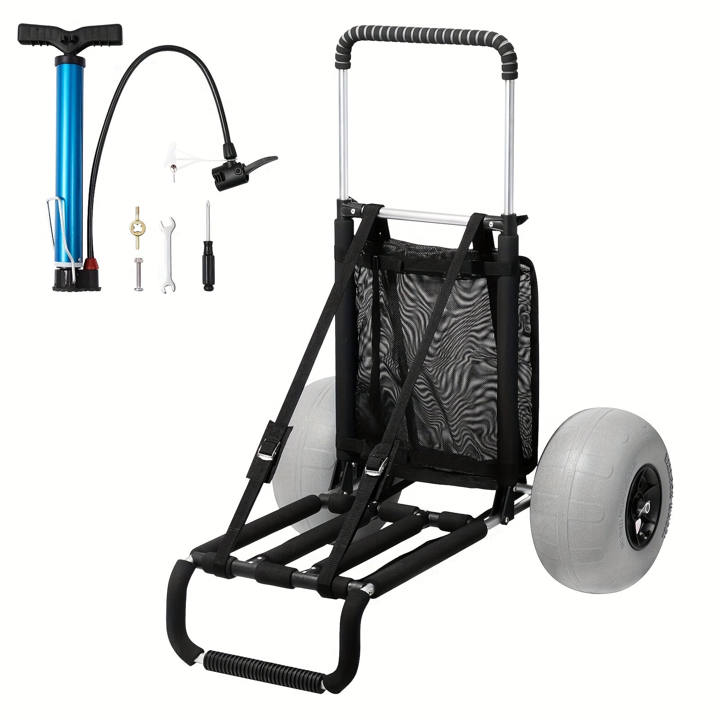 All-Terrain Strandwagen – Vouwkar – Bolderwagen – Trolley – Winkeltrolley – 12 Inch Luchtbanden – Hoge Draagkracht – Vouwbaar Frame – Grote Mand
