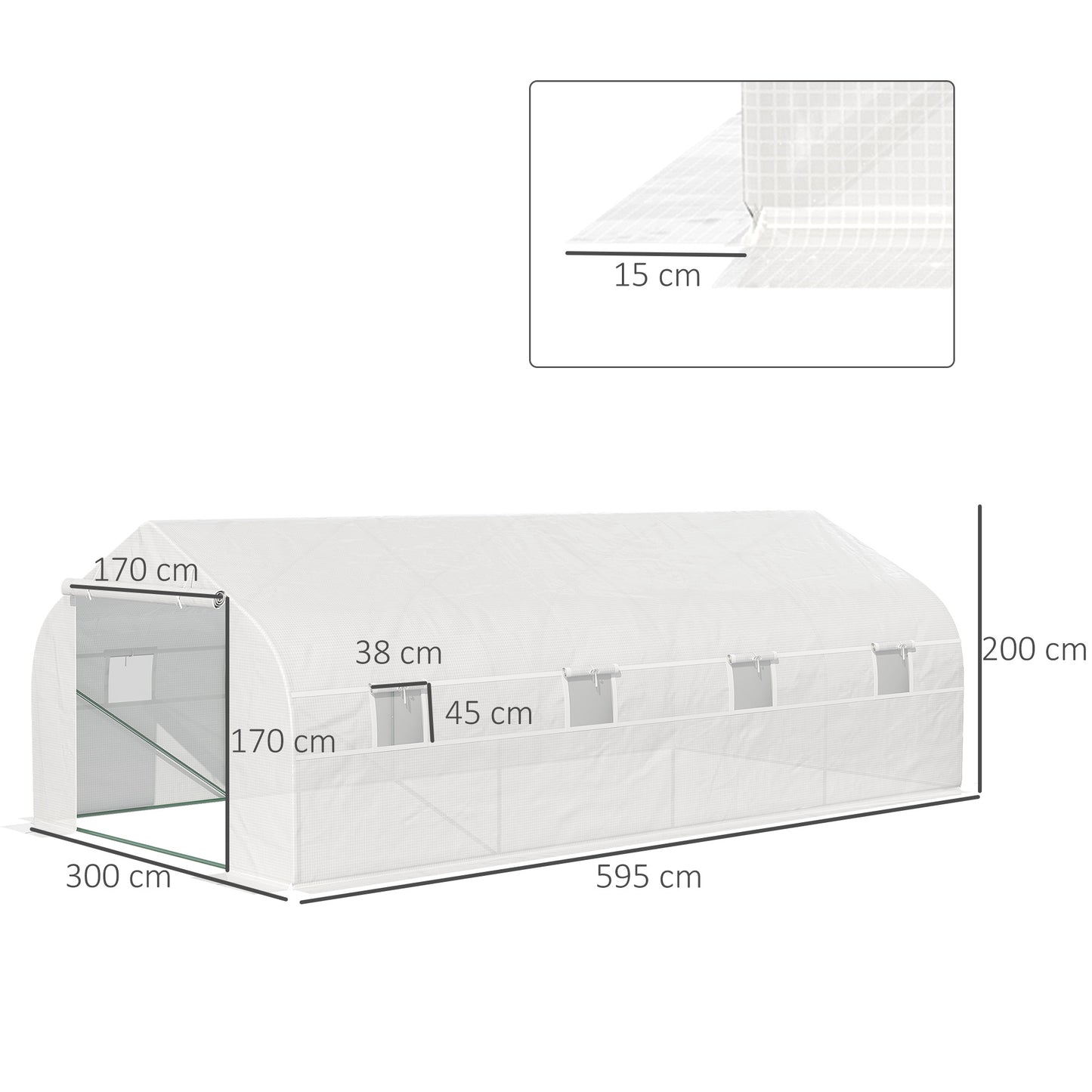 kasgebouw – tunnelkas – plantenkas – groentekas – serre – wit – 6 x 3 x 2 meter – stalen frame met PE-folie 140 g/m²