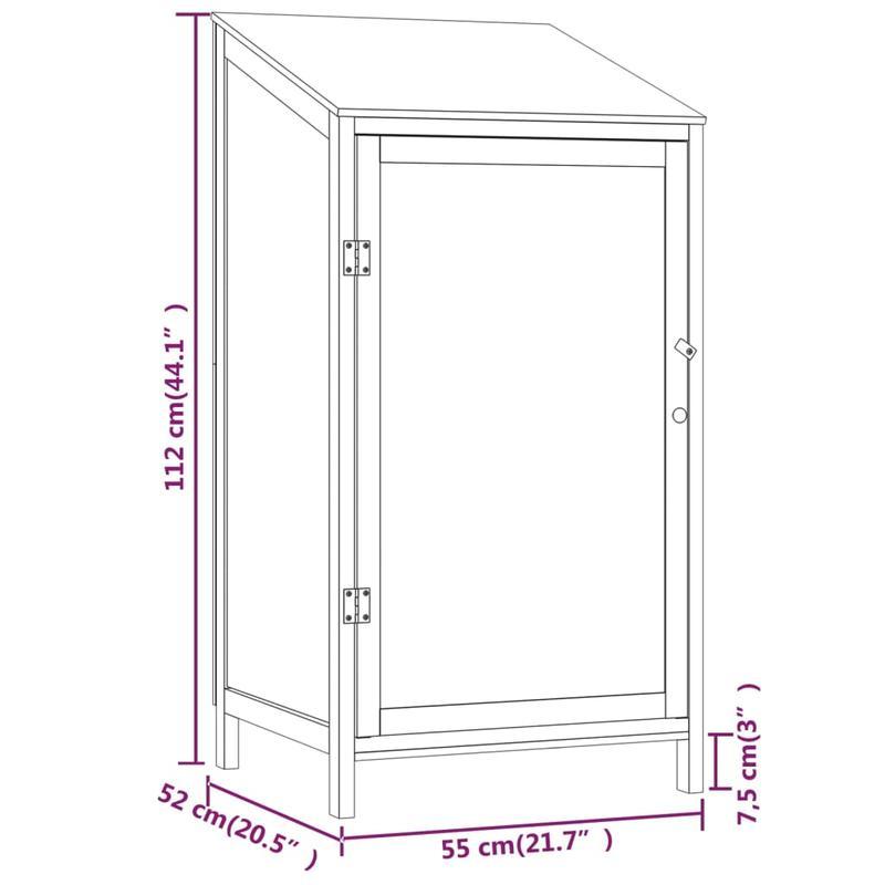 Buitenopberghut – Tuinkast – Tuinberging – Buitenberging – Opbergkast – Compact Formaat – Stevig Stalen Frame – Koperen Dak – Diep Bruin – 55x52x112 cm – Weerbestendig Design