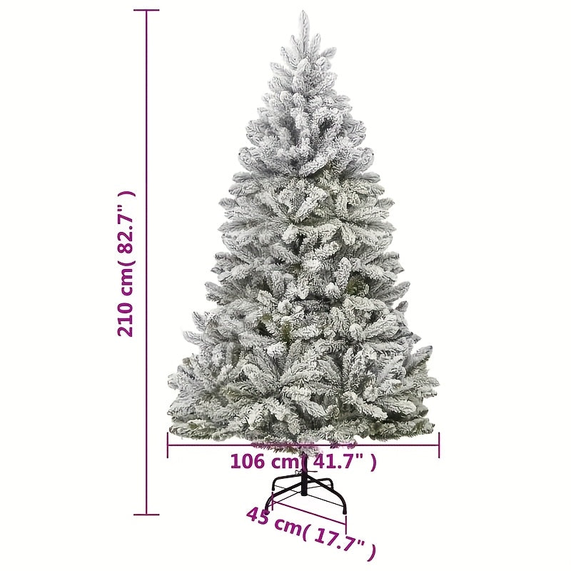 Artificial Christmas Tree Measuring 2.1 Meters, Perfect for Festive Centerpieces, Featuring a Large Snowflake Design, a White Articulated Spruce, And Easy-To-Assemble Decorations.