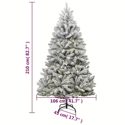 Artificial Christmas Tree Measuring 2.1 Meters, Perfect for Festive Centerpieces, Featuring a Large Snowflake Design, a White Articulated Spruce, And Easy-To-Assemble Decorations.
