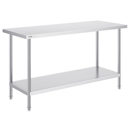 Werktafel Roestvrij Staal – Werkbank Keukentafel Tafeltje Werkoppervlak – 152x61x86 cm – Hygiënisch Stevig Duurzaam – Professioneel Gebruik Ergonomisch