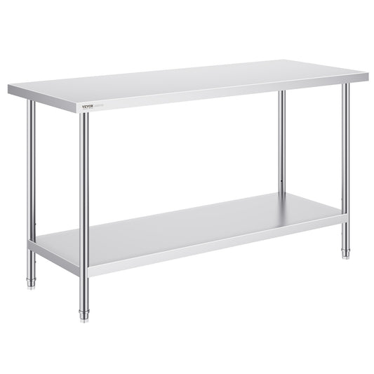 Werktafel Roestvrij Staal – Werkbank Keukentafel Tafeltje Werkoppervlak – 152x61x86 cm – Hygiënisch Stevig Duurzaam – Professioneel Gebruik Ergonomisch