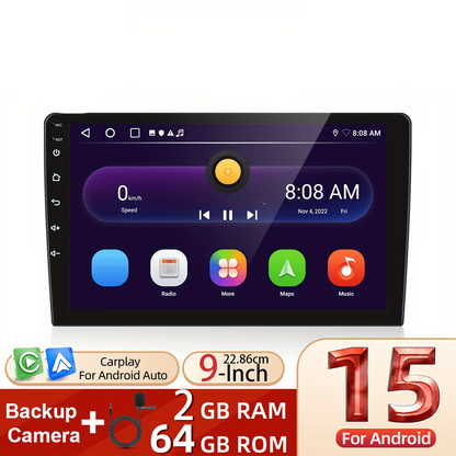 Android 15 Autoradio – Double DIN Radio – Touchscreen Autoradio – Car Multimedia Systeem – Auto Entertainment – 9 Inch Scherm – Draadloze CarPlay & Android Auto