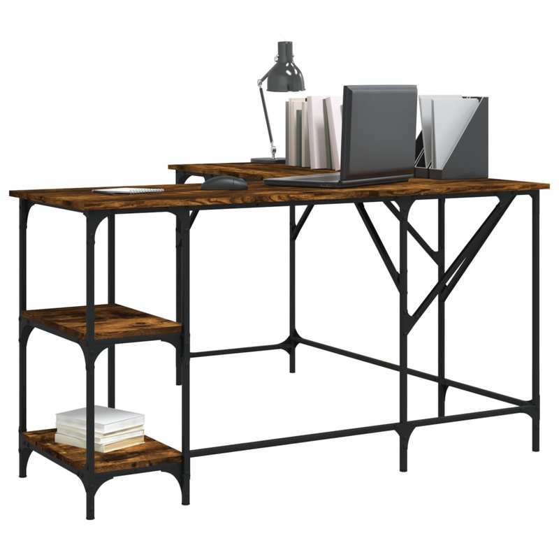 Bureau – Werkplek – Bureautafel – Computerbureau – Schrijftafel – Compact Modern Design – Rook Eiken MDF Constructie