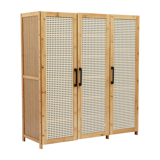 Schoenenkast – Schoenopberger – Schoenrek – Schoenkast – Schoenmeubel – Bamboe En MDF – Geventileerde Deuren – Ruim 89x33x100cm – Vrijstaand Design – Houtkleur