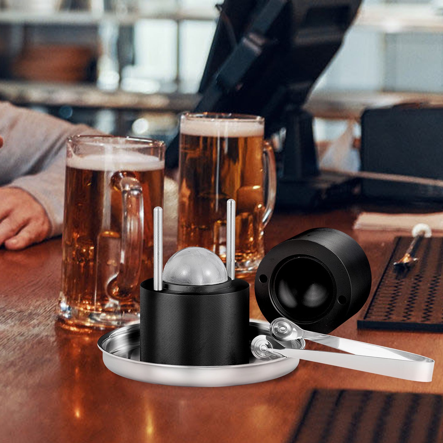 Ijsballenmaker – Ijsbalmaker – IJsblokjesvorm – Ice Cube Mold – Whiskey Ijsballen Pers – Aluminium – Ø 60 mm Grote Ronde Ijsballen