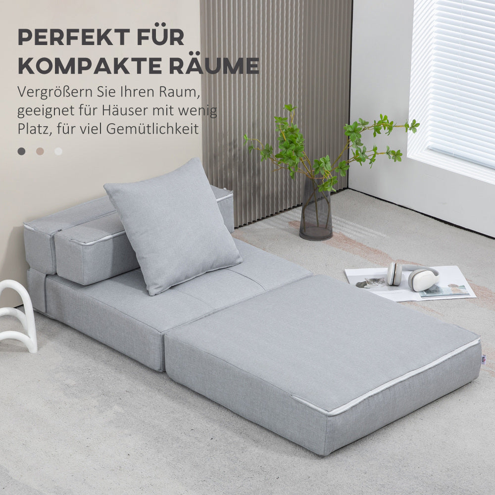 Slaapbank – Sofa Bed – Relaxstoel – Logeerbed – Vouwbank – Handmatig Bediening – Lichtgewicht & Comfortabel – Modern Minimalistisch Grijs