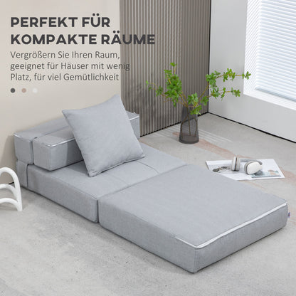 Slaapbank – Sofa Bed – Relaxstoel – Logeerbed – Vouwbank – Handmatig Bediening – Lichtgewicht & Comfortabel – Modern Minimalistisch Grijs
