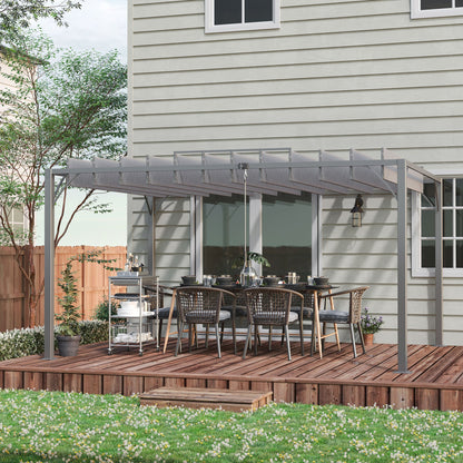 bioclimatische pergola – aluminium overkapping – tuin luifel – zonnescherm – terrasoverkapping – Verstelbare lamellen tot 135° – Duurzaam epoxy aluminium frame – Grijs – 3,9 x 2,95 m