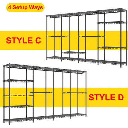 Kledingrek – Kledingrek Met Planken – Garderoberek – Kledingkast Organizer – Stalen Kledingstandaard – Groot Formaat 195,5x195,5x43 cm – Draagvermogen Tot 498 kg