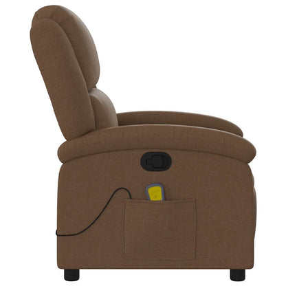 Verstelbare massagestoel – Relaxstoel – Fauteuil – Massagefauteuil – Lounge stoel – Bruin ademend textiel – 6-punts vibratiemassage