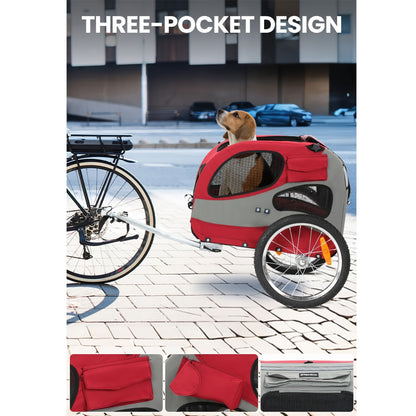 Fietskar Honden – Hondenkar – Fietsaanhanger Hond – Hondentrailer – Fietskooi Honden – Opvouwbaar – Veilig Met Reflectoren – Voor Kleine En Middelgrote Honden – Met Zacht Kussen – Rood M
