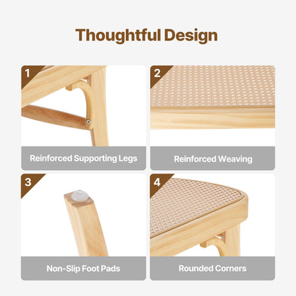 Rotan Bankje – Rieten Zitbank – Rattan Bank – Houten Bankje – 115 cm Lengte – Handgeweven Rotan – Stevig Houten Frame
