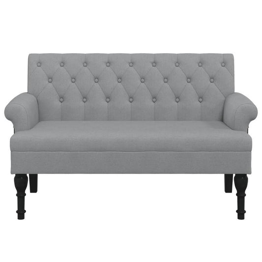Bankstel – Zitsalon – Zitbank – Sofa – 2-zitsbank – Lichtgrijs – Hardhouten Frame – Stofbekleding – 120x62x75,5 cm – Comfortabele Rugleuning