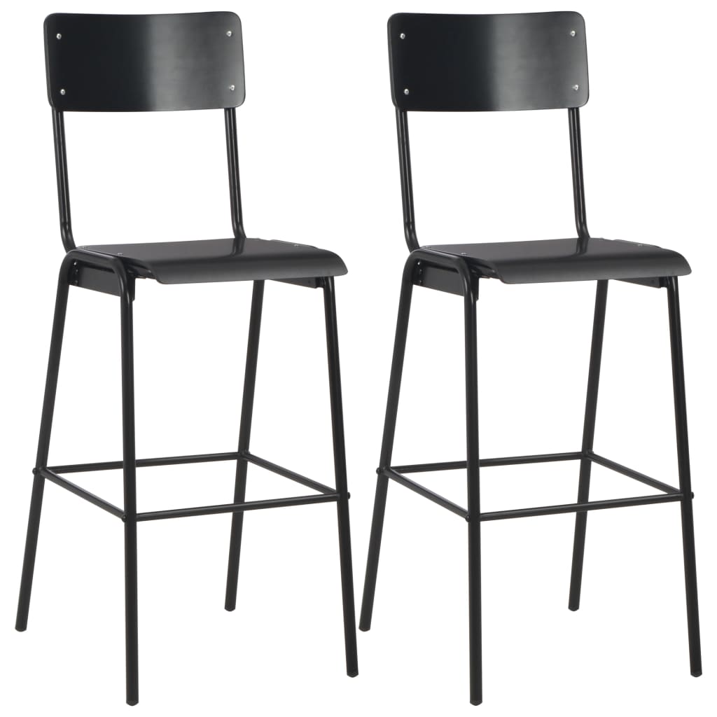 Barstoel – Barkruk – Barkrukken – Barstoelen – Kruk – Set van 2 – Massief Multiplex Zitting – Gepoedercoat Stalen Poten