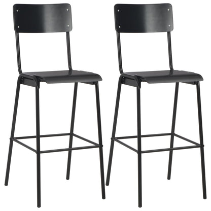 Barstoel – Barkruk – Barkrukken – Barstoelen – Kruk – Set van 2 – Massief Multiplex Zitting – Gepoedercoat Stalen Poten